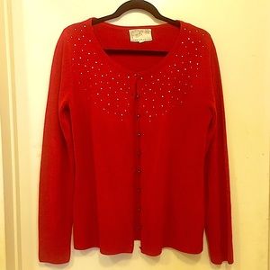 Debbie Morgan Red Cardigan with Rhinestones